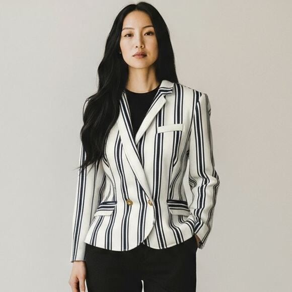 1 State | Blackwatch Plaid One-Button Blazer White Black Size Medium - Picture 1 of 7